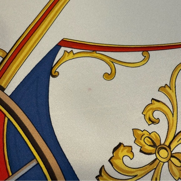 Celine Silk Scarf with Carriage and Wheel Design - Picture 13 of 13
